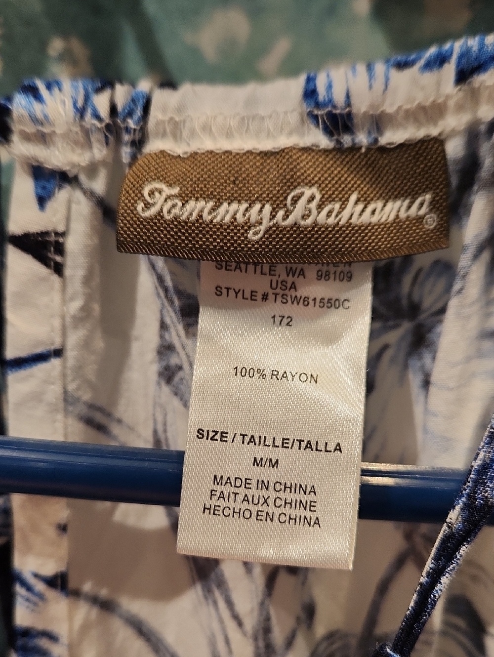 EUC Tommy Bahama White Maxi Dress with Blue Floral Print Sz M - Picture 8 of 8